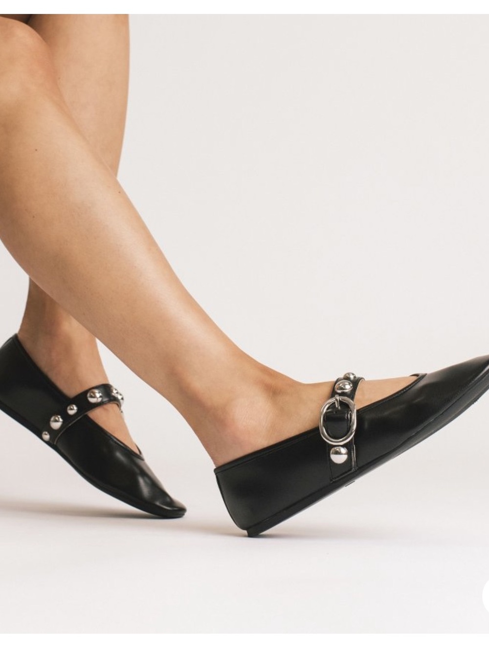 NIB Journee Naveah  Black Studded Mesh Ballet Flats